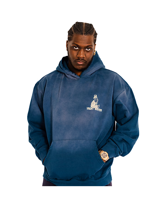 Yacht Water Potassium Blue hoodie, worn, front