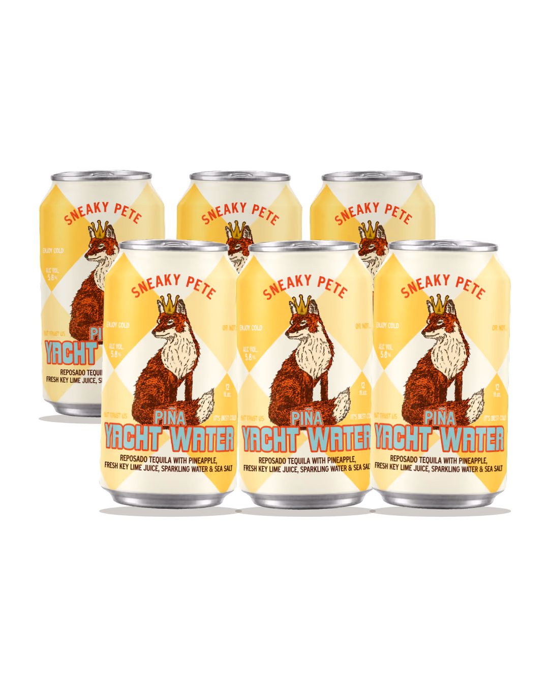 Six Yacht Water Piña cans